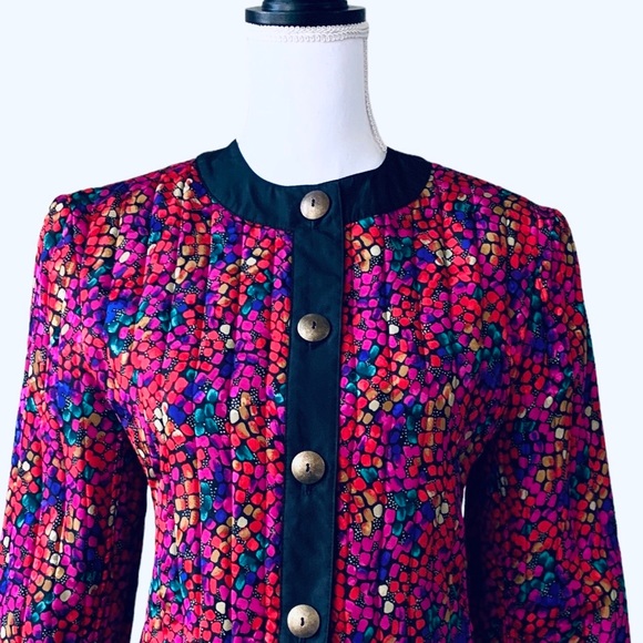 VINTAGE HOWARD WOLF MULTICOLOR QUILTED BLAZER - Picture 7 of 15